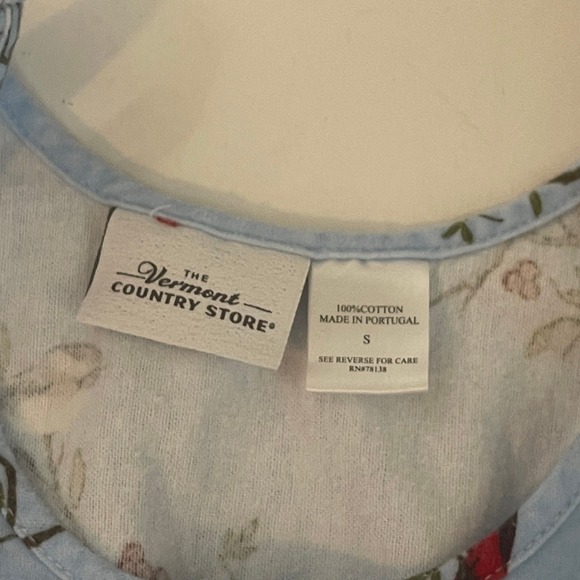 The Vermont Country Store Size Small Cardinal Bird Flannel Blue Novelity Top - Picture 8 of 8